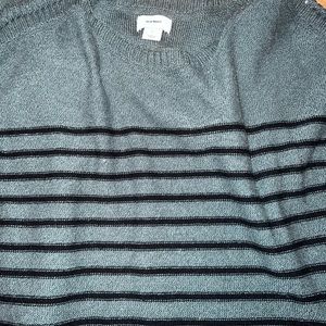 green with black stripes sweater